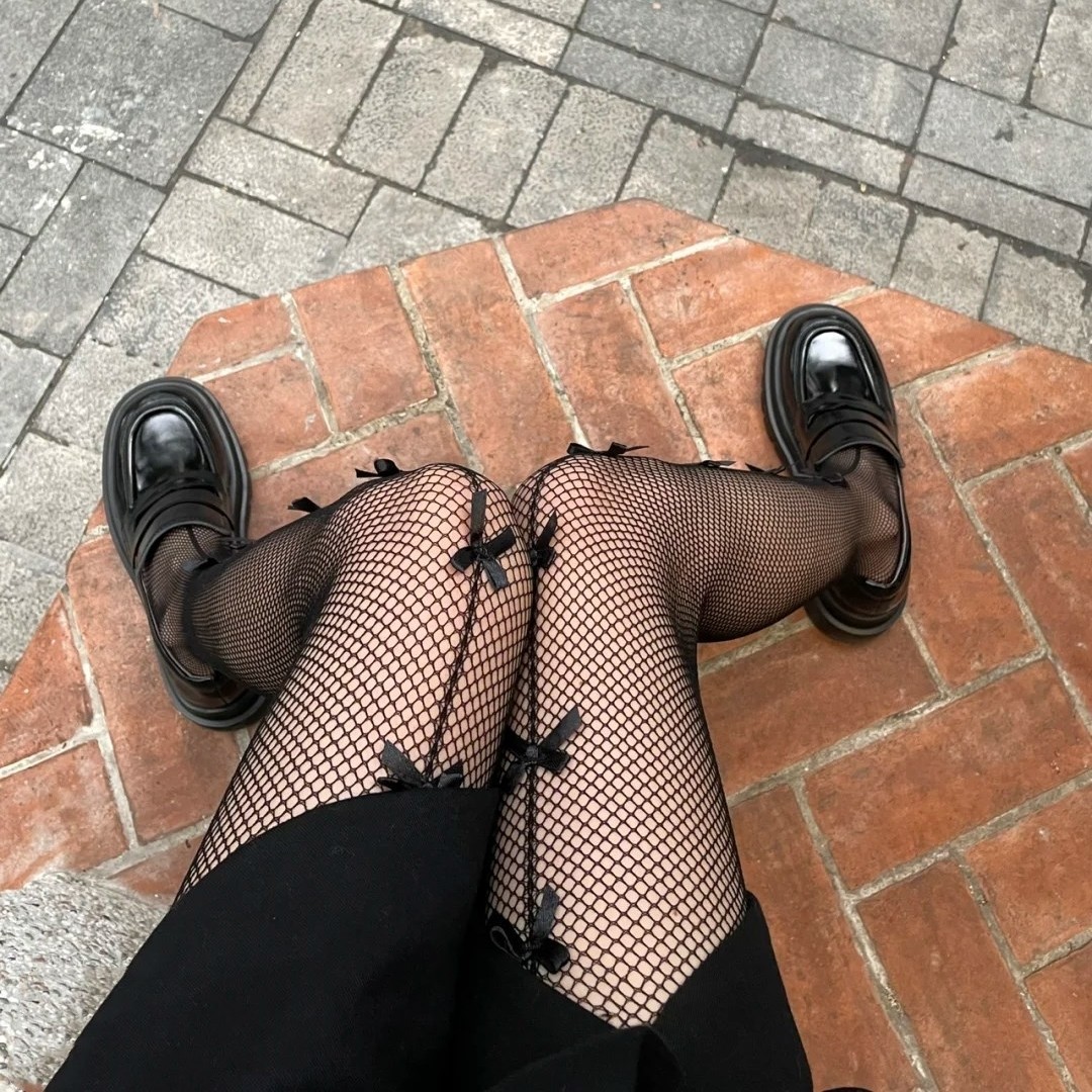Bow Pattern Fashion Fishnet Stocking Tights with Bow Pattern